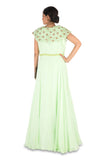 Hand Embroidered Mint Green Gown