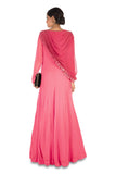 Hand Embroidered Sweet Pink Gown With Attahed Dupatta