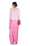 Hand Embroidered Pink Drape Skirt & Cape Set