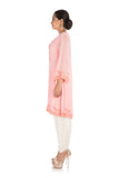 Powder Pink Embroidered Kurti With White Dhoti Pants