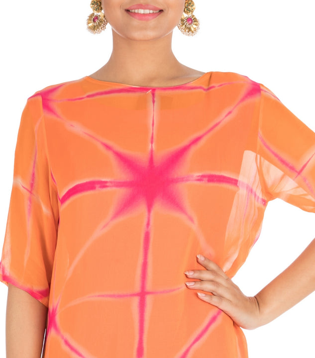Hot Pink & Candy Orange Tie & Dye Pallazo Set