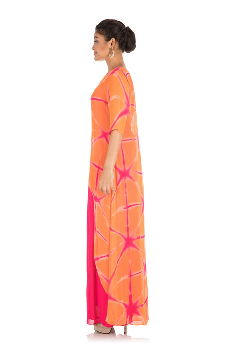 Hot Pink & Candy Orange Tie & Dye Pallazo Set