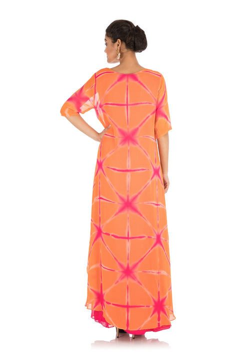 Hot Pink & Candy Orange Tie & Dye Pallazo Set