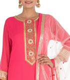 Rani Pink Gota Work Kurti With Attached Ghagra