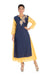 Gota Work Navy Blue & Yellow Double Layer Kurti