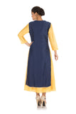 Gota Work Navy Blue & Yellow Double Layer Kurti