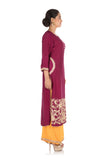 Hand Embroidered Purple & Mustard Yellow Pallazo Set