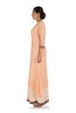 Hand Printed & Embroidered Pale Orange Double Layer Kurti