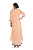 Hand Printed & Embroidered Pale Orange Double Layer Kurti