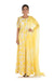 Hand Printed & Embroidered Bright Yellow Cold Shoulder Long Kurti