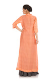 Hand Embroidered Peach & Slate Grey Double Layer Asymmetrical Kurti