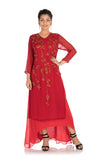 Hand Embroidered Rose Blush Double Layer Kurti