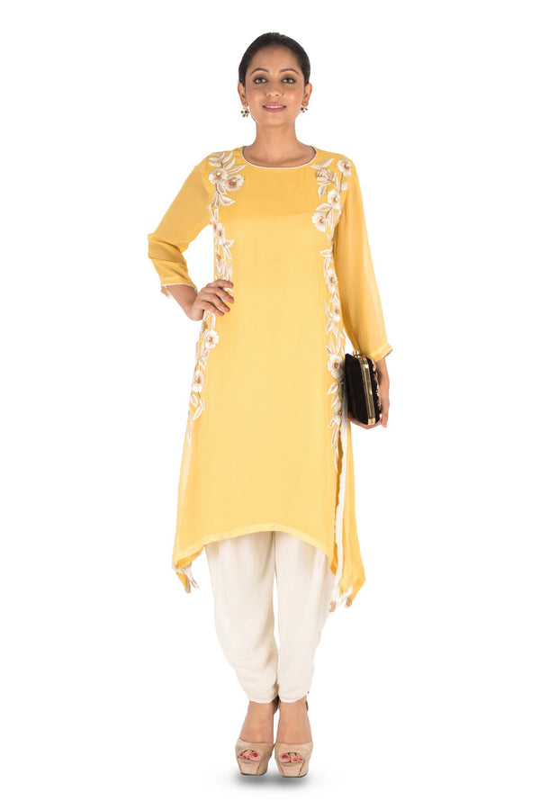 Resham Embroidered Mango Suit Set