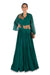 Hand Embroidered Bottle Green Flare Sleeve Gown