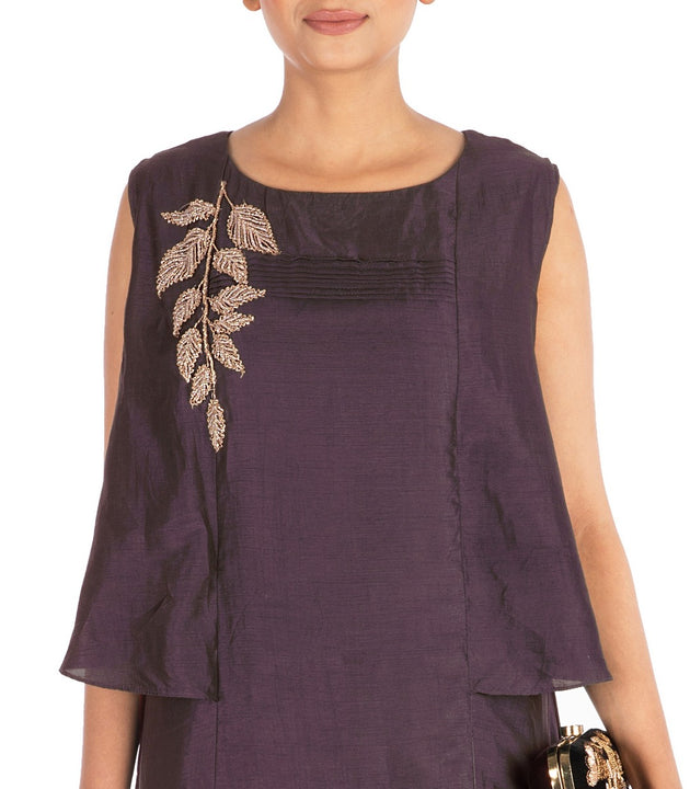 Hand Embroidered Slate Mauve Long Tunic