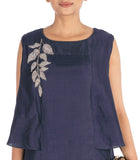 Hand Embroidered Steel Blue Long Tunic