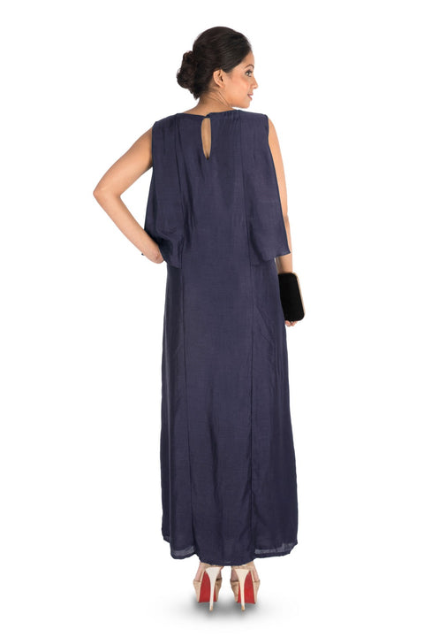 Hand Embroidered Steel Blue Long Tunic