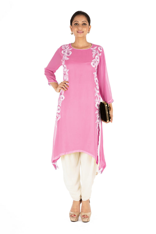 Resham Embroidered Pretty Pink Suit Set