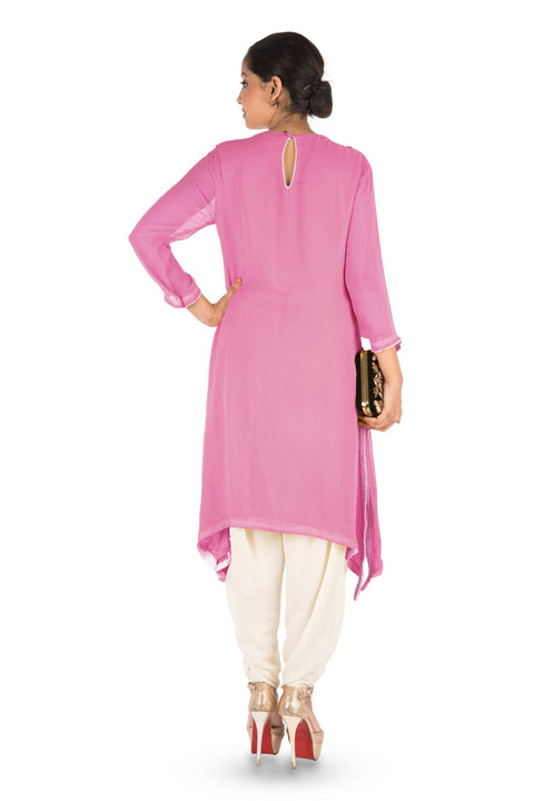 Resham Embroidered Pretty Pink Suit Set