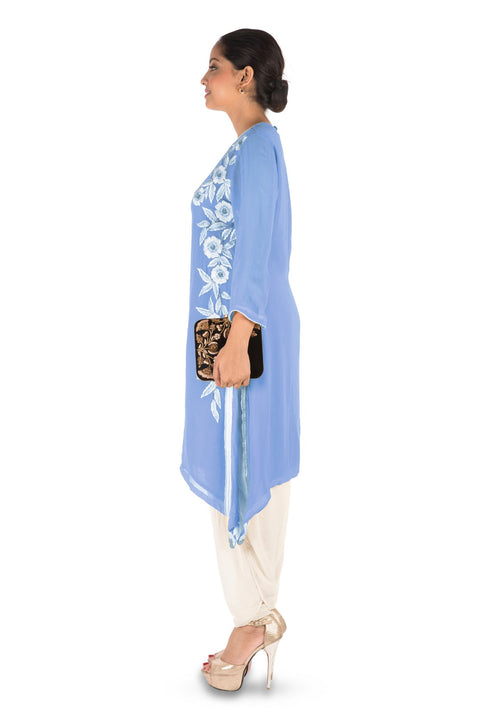 Resham Embroidered Pretty Blue Suit Set