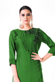 Hand Embroidered Green Bem Silk Tunic
