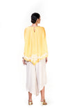 Embroidered Yellow Cape Top With An Off-White Tulip Pant