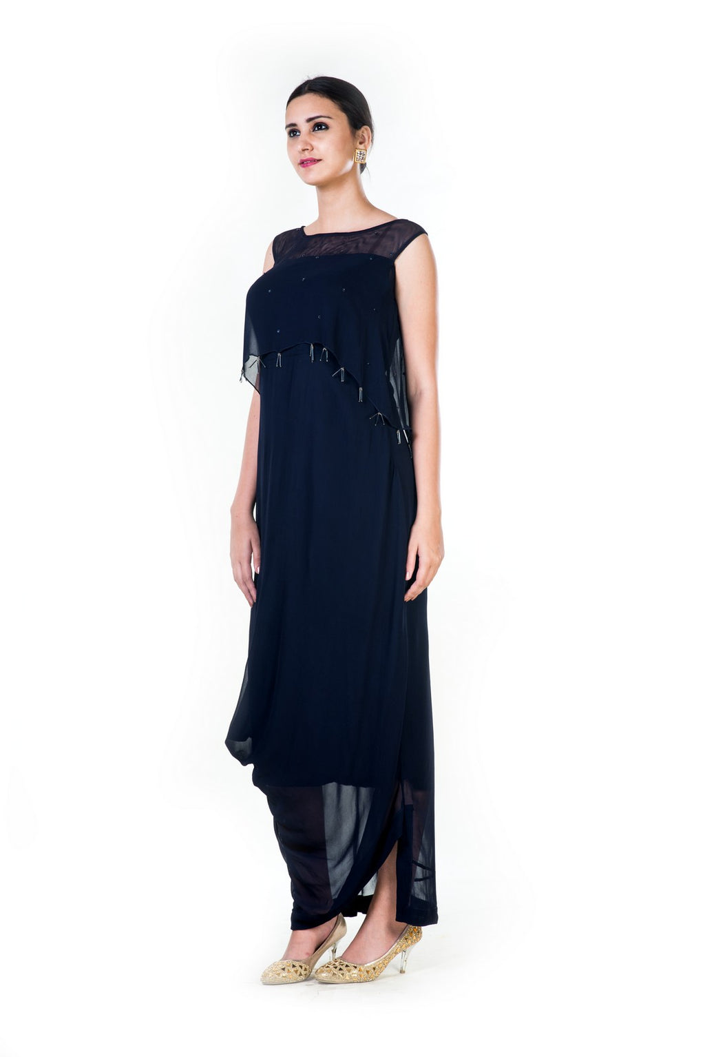 navy blue tassel dress Lace Long Sleeve Tassel Dress in Navy