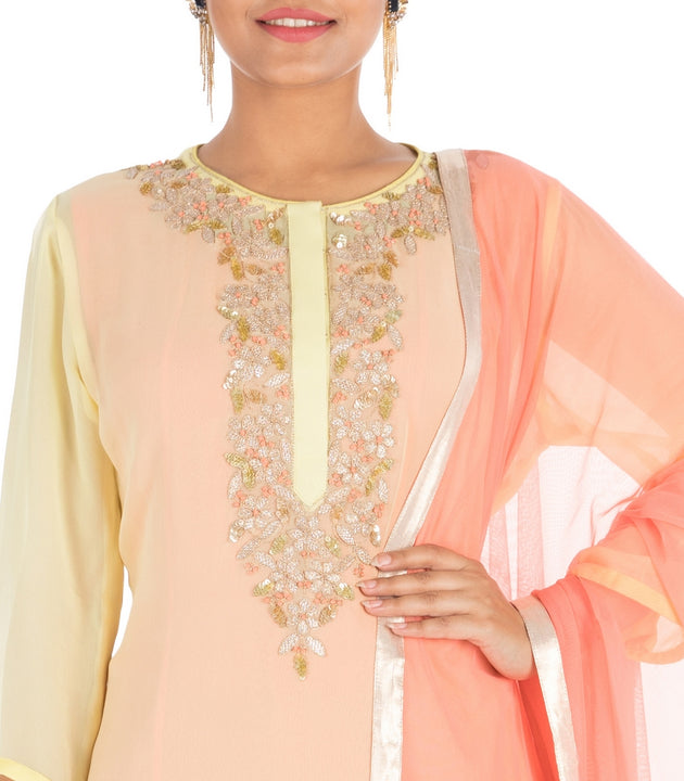 Yellow - Peach Double Layered Suit