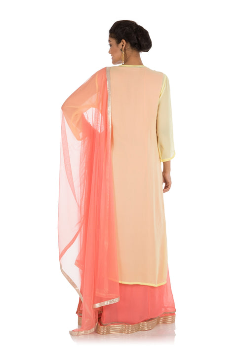 Yellow - Peach Double Layered Suit