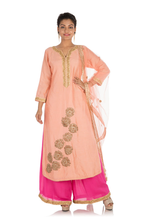 Rose Pink Suit With Hot Pink Palazzo