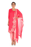 Overlaping Sweet Pink Suit Set With Dhoti Pants