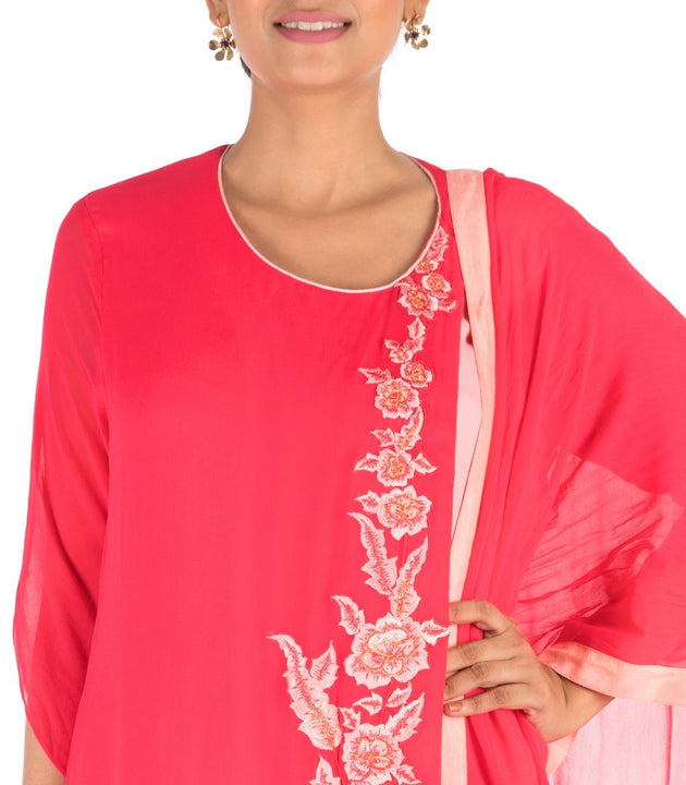 Overlaping Sweet Pink Suit Set With Dhoti Pants