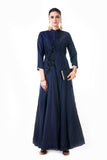 Hand Embroidered Sequins Navy Blue Silk Panel Dress