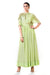 Hand Embroidered Green Overlapped Yoke Pleated Dress