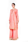 Hand Embroidered Peach Gota Work Palazzo Suit Set