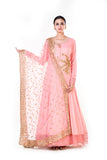 Golden Embroidery Work Peach Anarkali With A Gold Work Dupatta