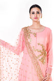 Golden Embroidery Work Peach Anarkali With A Gold Work Dupatta