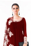 Maroon Ari Dress With Ari Work Net Dupatta