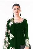 Bottle Green Ari Dress With Ari Work Net Dupatta