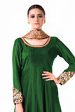 Green Bem-Silk Kali Dress With A Black Velvet Dupatta