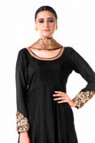 Black Bem-Silk Kali Dress With A Black Velvet Dupatta