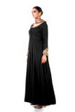 Black Bem-Silk Kali Dress With A Black Velvet Dupatta