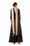 Black Bem-Silk Kali Dress With A Black Velvet Dupatta