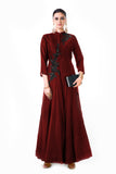 Hand Embroidered Sequins Maroon Silk Panel Dress