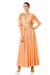 Hand Embroidered Peach Overlapped Yoke Pleated Dress