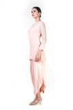 Embroidered Blush Peach Gota Work Top And A Draped Skirt