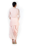 Embroidered Blush Peach Gota Work Top And A Draped Skirt