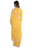 Masaba Yellow Gulshan Print Yellow Sari With Blouse Piece