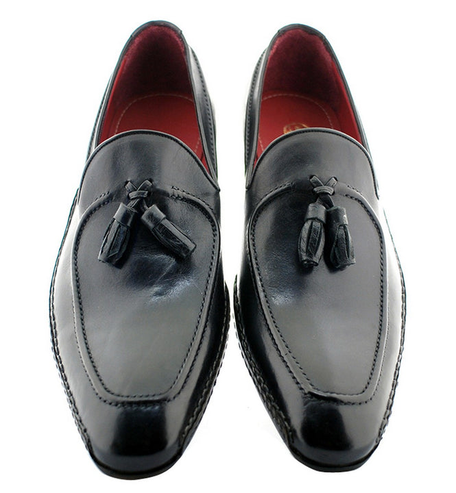 Oscar William Black Montmartre Men's Luxury Classic Handmade Leather Shoes-8.5