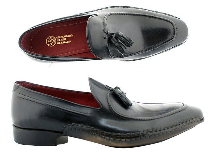 Oscar William Black Montmartre Men's Luxury Classic Handmade Leather Shoes-8.5